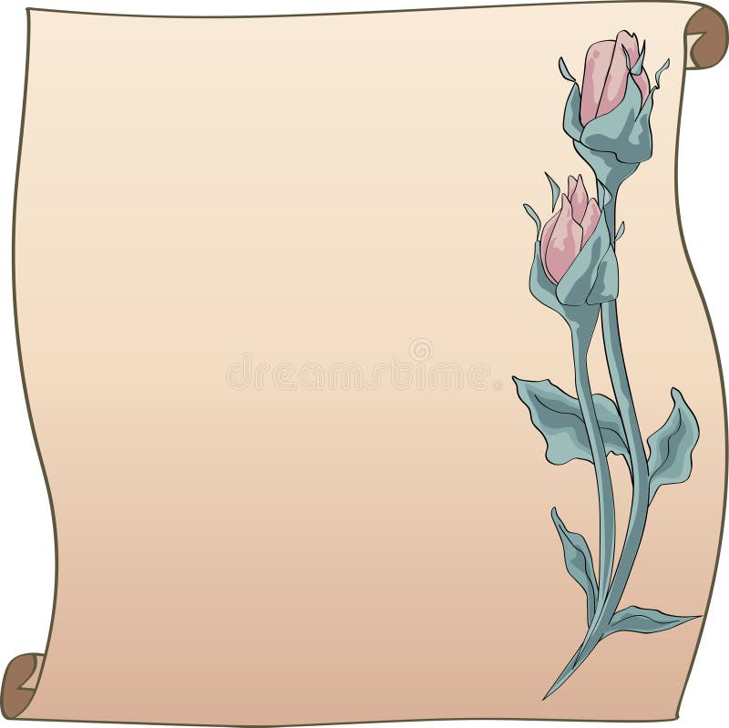 Rose Bud frame and scroll royalty free illustration