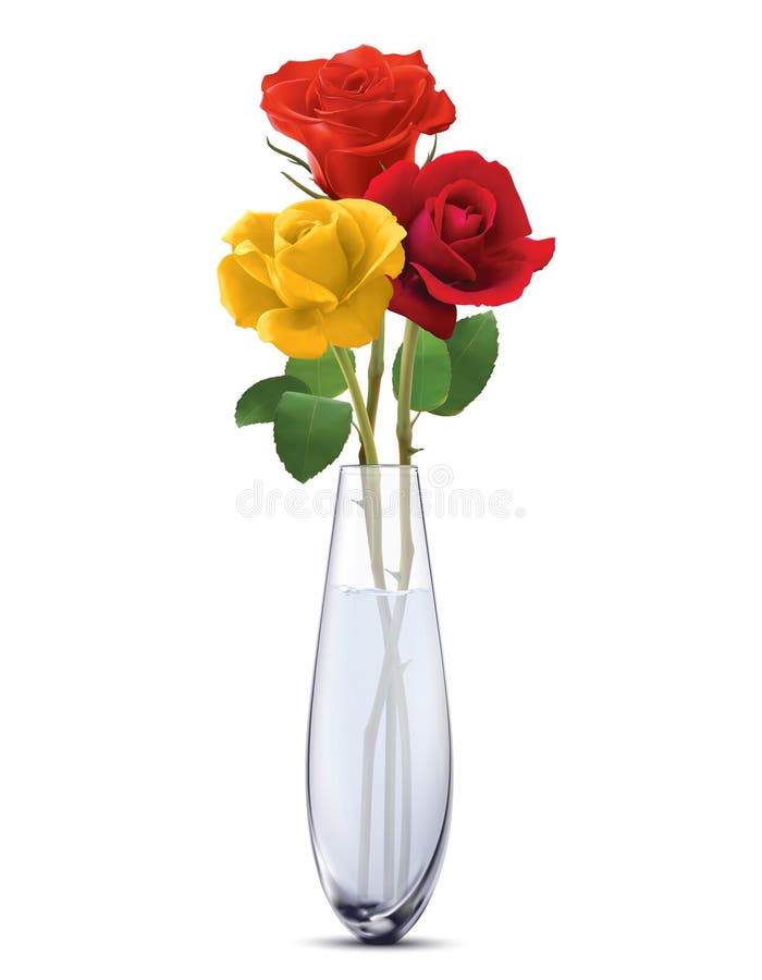 Rose colorate in un vaso di vetro, isolato royalty illustrazione gratis Rose colorate in un vaso di vetro, isolato royalty illustrazione gratis