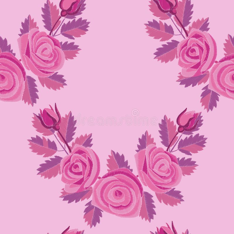 Rose Corner Embroidery Seamless Pattern rosada stock de ilustración Rose Corner Embroidery Seamless Pattern rosada stock de ilustración