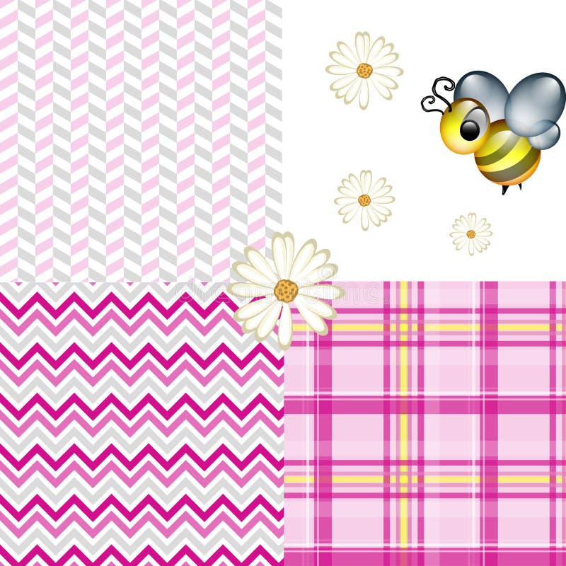 Rose en arête de poisson de modèles de plaid de Chevron d'abeille de ressort illustration de vecteur