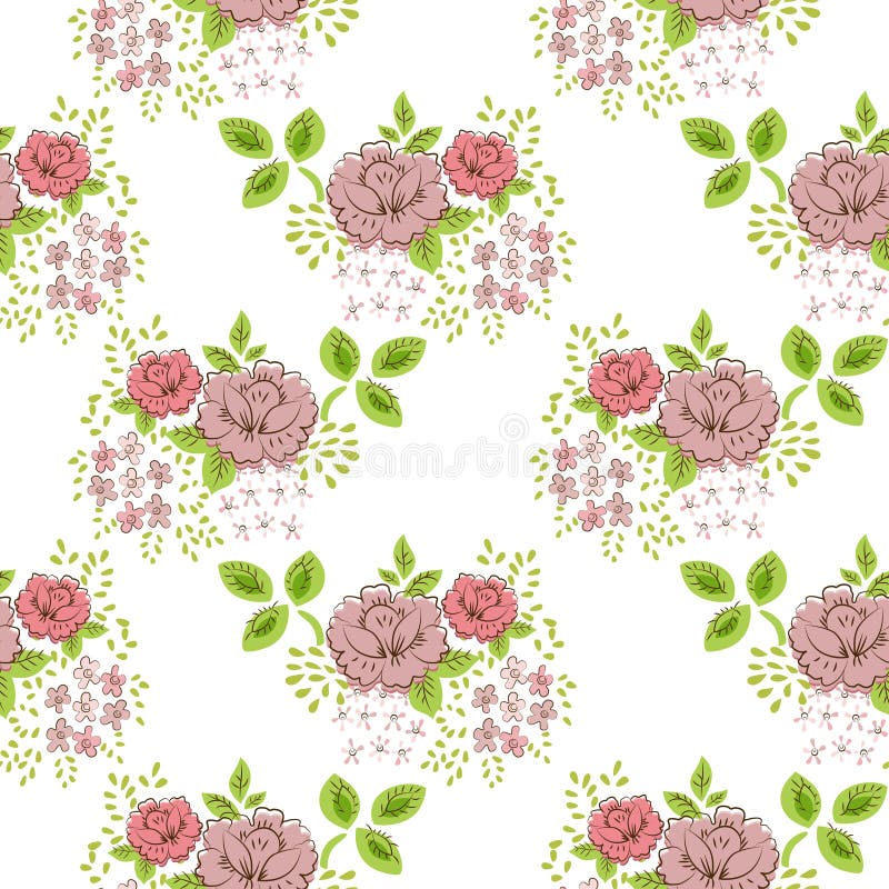 Rose floral seamless vintage pattern royalty free illustration