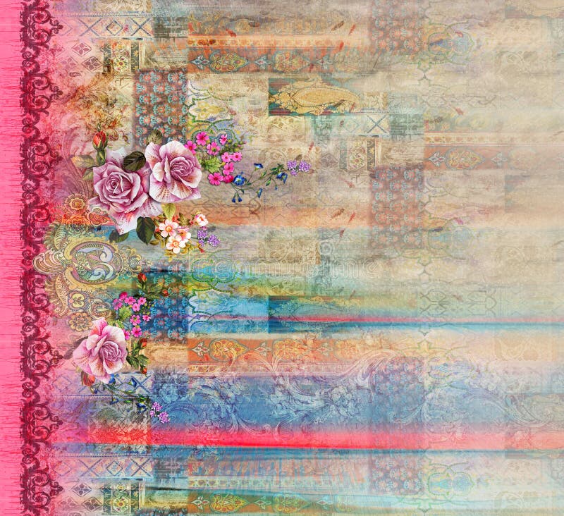 Rose flower kurti color pattern image digital colorful graphics cute illustration vector illustration