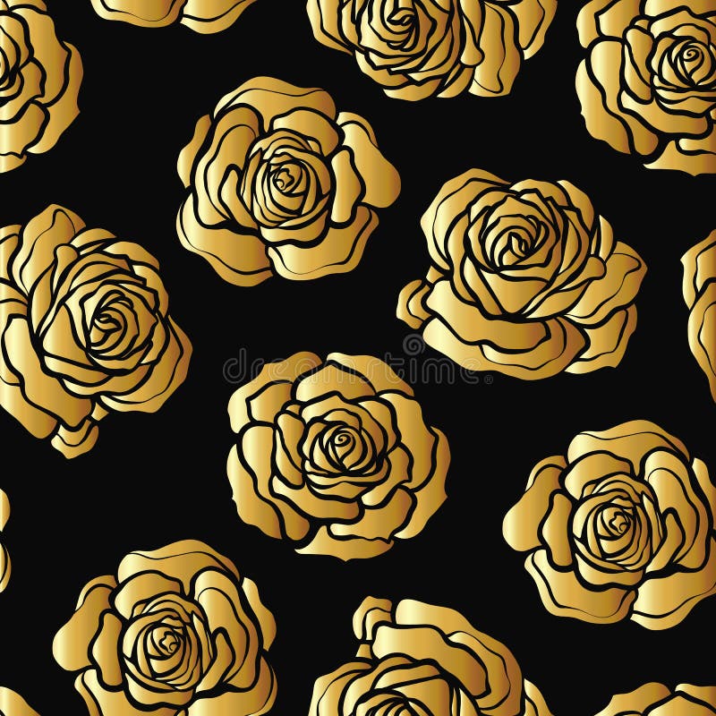 Họa tiết hoa hồng liên tục và hoa hồng vàng trên nền đen chứng khoán tạo nên một bức tranh tuyệt đẹp. Hãy chiêm ngưỡng tác phẩm này và cảm nhận sự phong phú, tinh tế mà nghệ thuật mang lại.