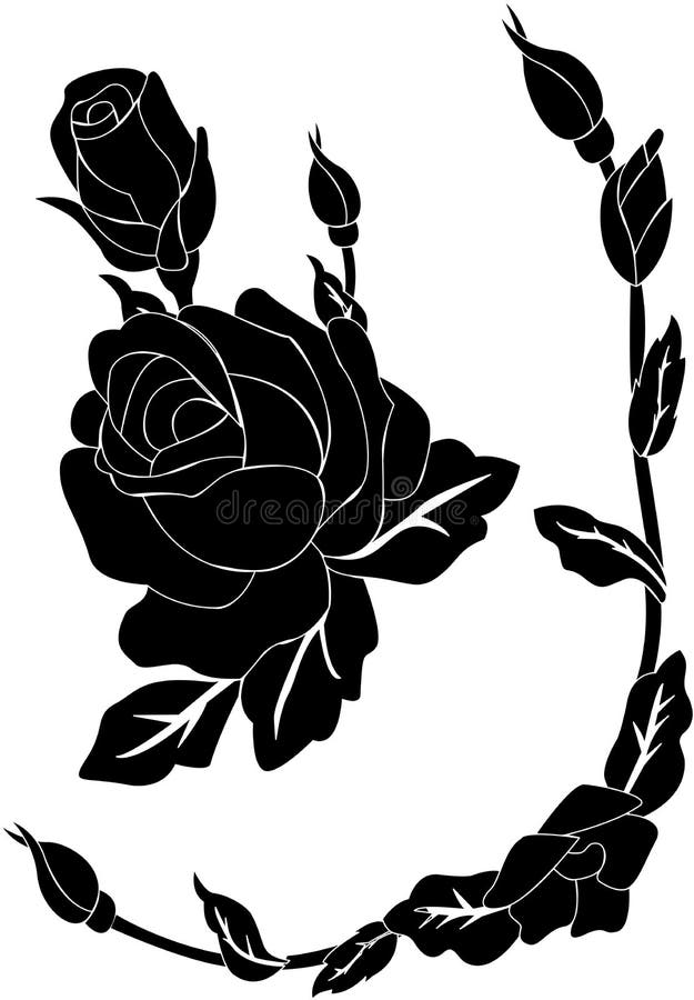 Rose flower silhouette. stock illustration. Illustration of beauty