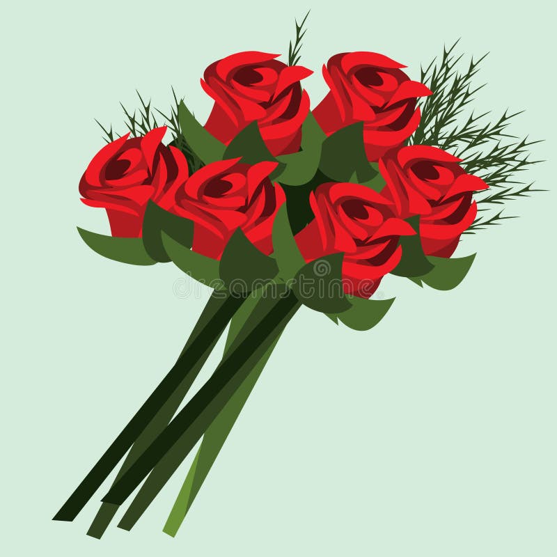 Rose Flowers Bunch. Vector Illustration Decorative Design Stock Vector