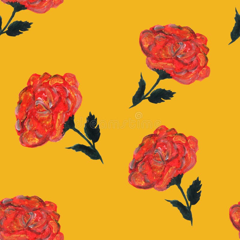 Rose flowers handmade gouache, oil paint seamless pattern gentle. Background for web pages, wedding invitations, save the date stock illustration Rose flowers handmade gouache, oil paint seamless pattern gentle. Background for web pages, wedding invitations, save the date stock illustration