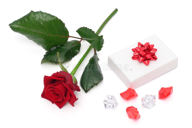 Rose and gift stock photo. Image of festive, give, decoration 1858202