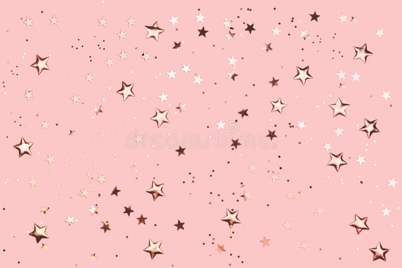 Rose Gold Decorations on Pink Pastel Background. Stock Image - Image of  glitter, decor: 124377131