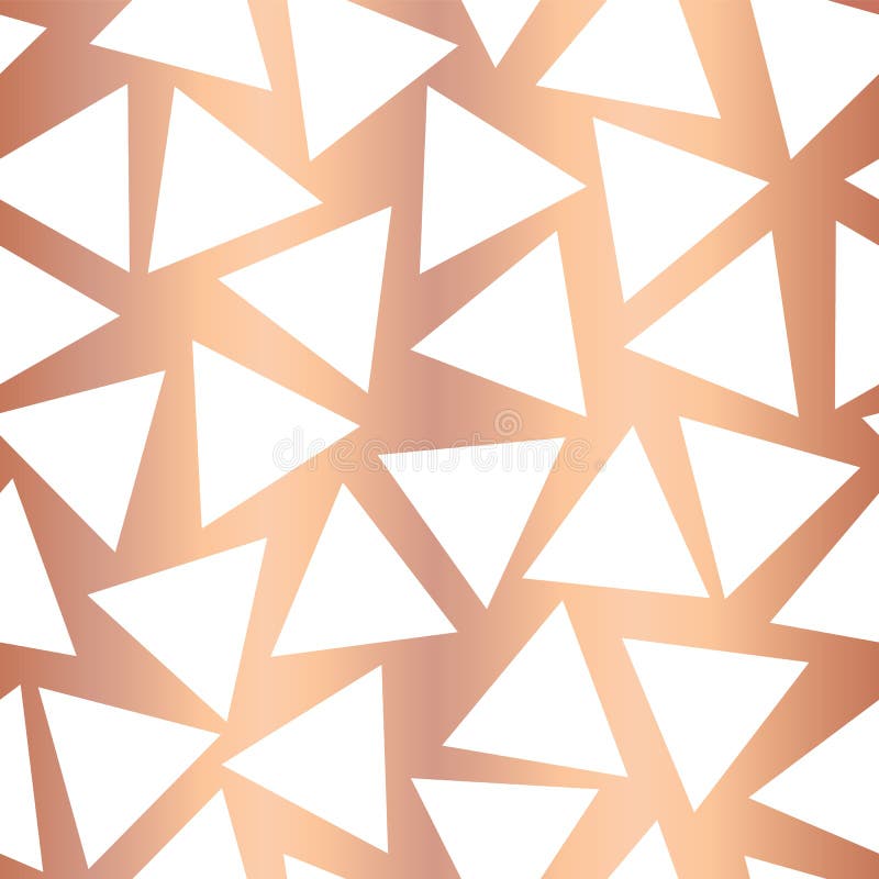 Rose Gold Foil Triangle Seamless Vector Pattern Background. Metallic