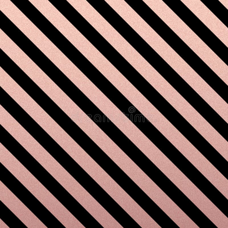 Rose Gold glittering diagonal lines pattern on black background. stock illustration