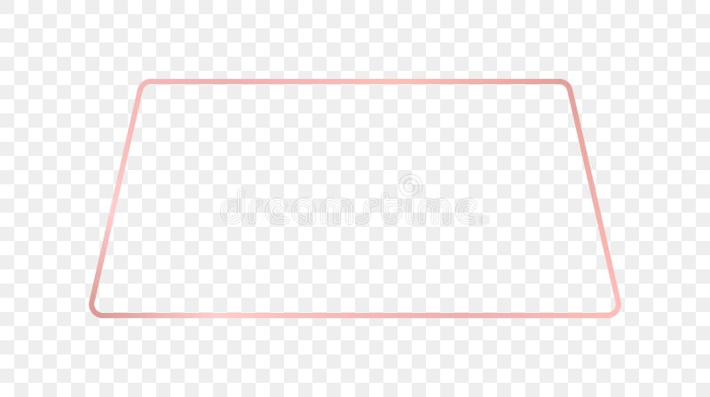Rose gold glowing rounded trapezoid shape frame stock illustration