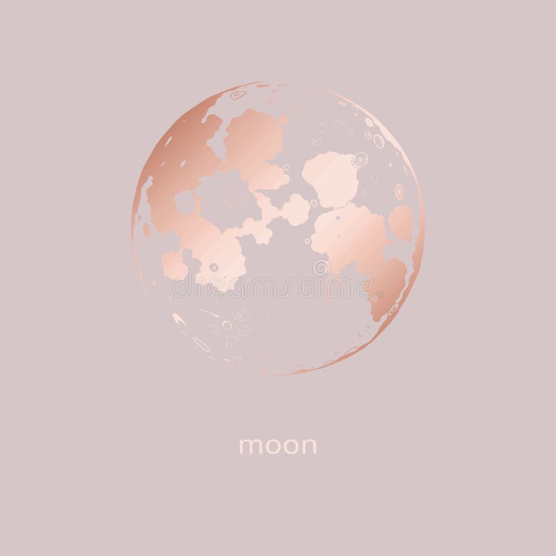 Rose gold. Vector moon for design and decoration stock illustration