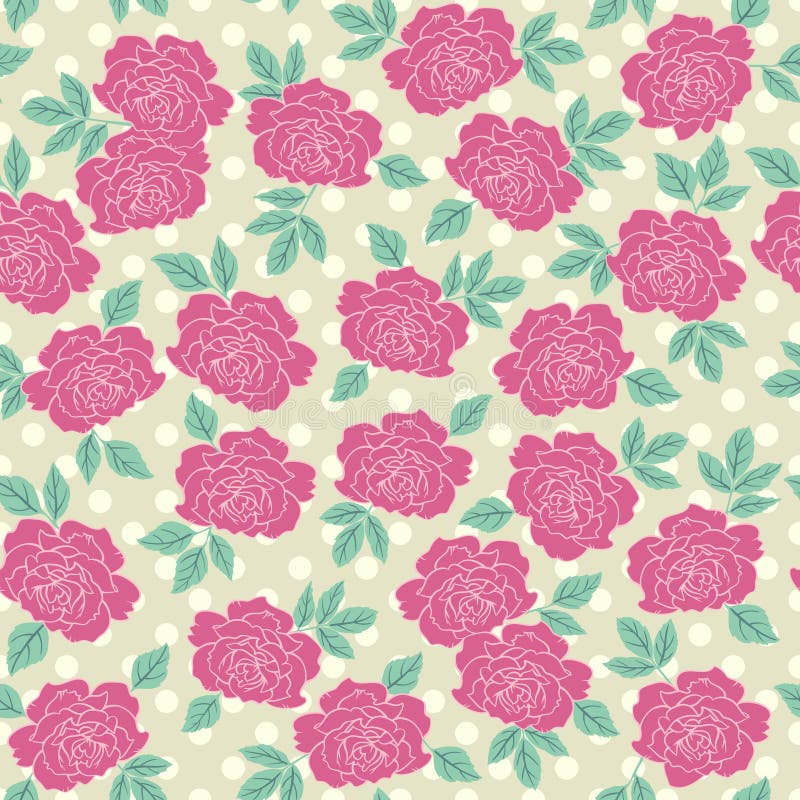 Rose Hand Drawn Floral Vector Seamless Pattern Stock Vector