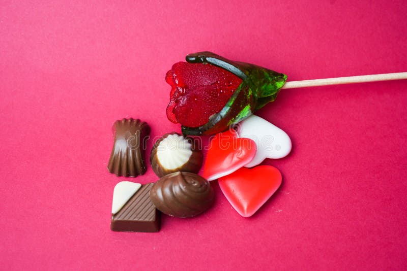 Rose Made of Cherry Candy for Valentines Stock Photo Image of cake, jewellery 240463452