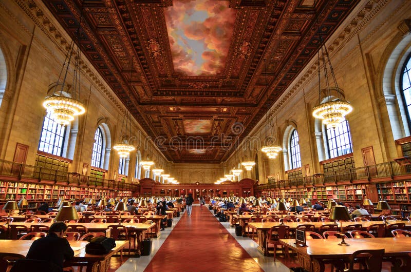 Rose Main Reading Room and Ceiling in New York Public Library, NYC