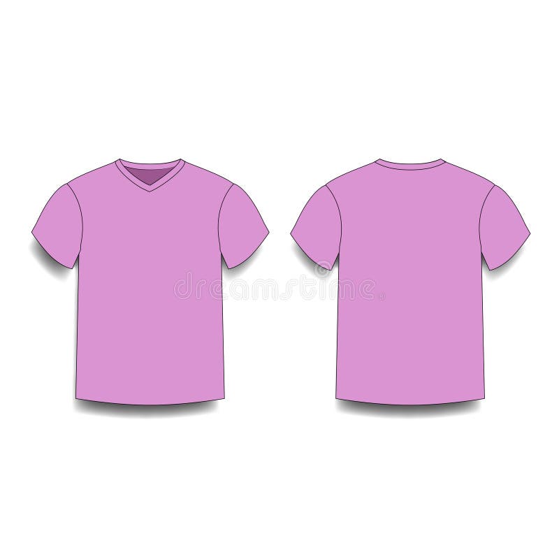 Download Pink Men`s T-shirt Template V-neck Front And Back Side ...