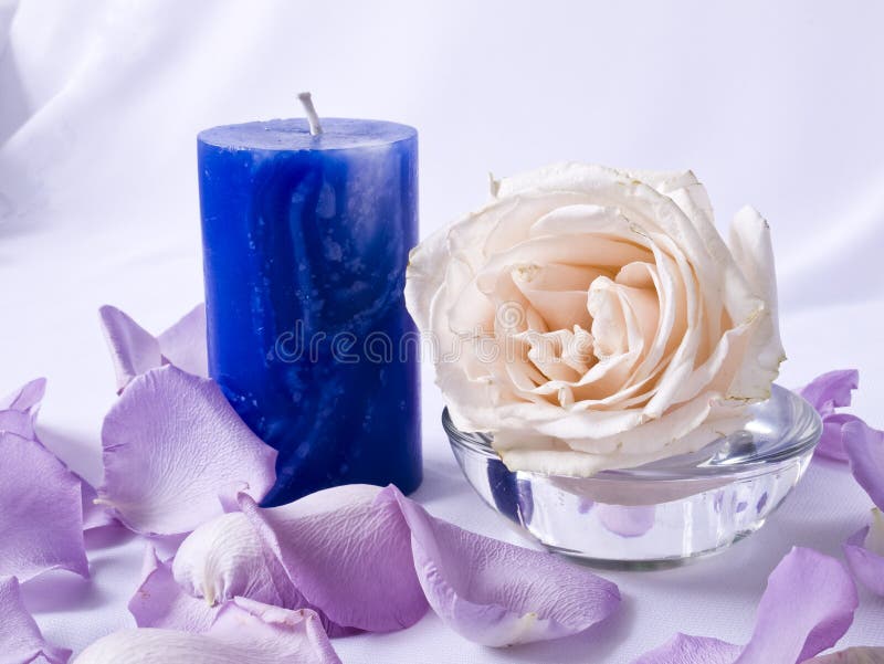 Rose petals and candle stock photo. Image of vase, cosmetics 23157828