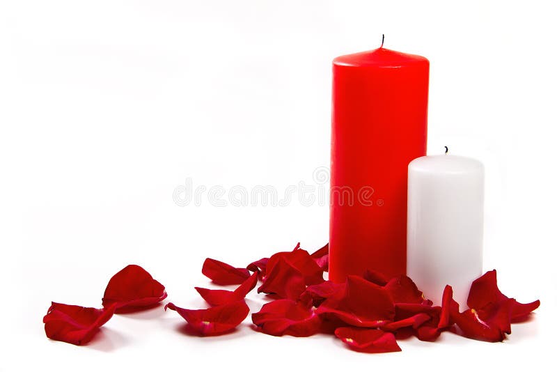 Rose petals and candles stock image. Image of paraffin 24695997