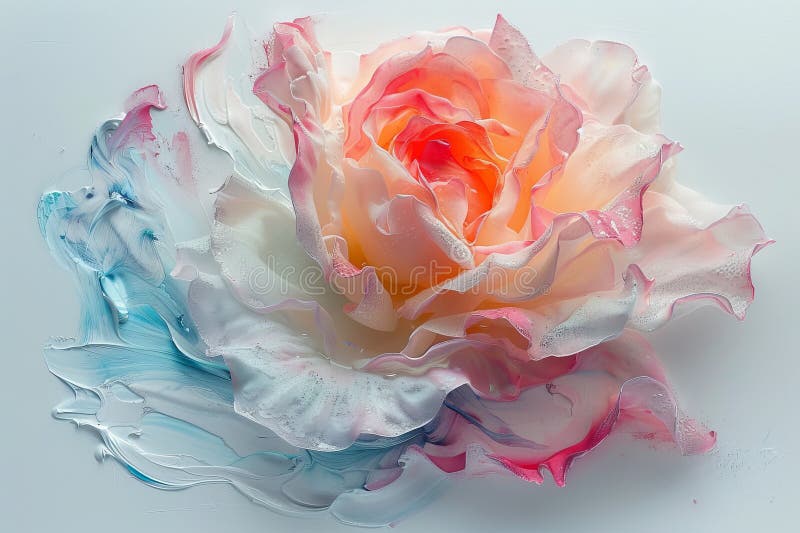 A Rose With Pink Orange And Yellow Petals Is The Main Focus Of The a-rose-with-pink-orange-and-yellow-petals-is-the-main-focus-of-the