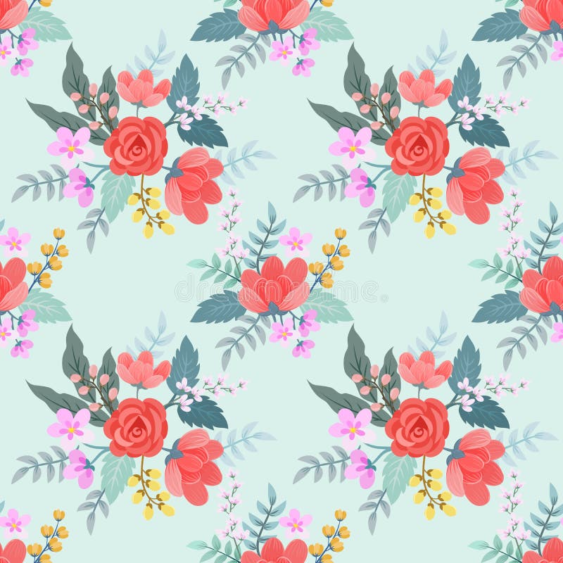 Rose rosse e fiori su colore d'annata illustrazione vettoriale Rose rosse e fiori su colore d'annata illustrazione vettoriale