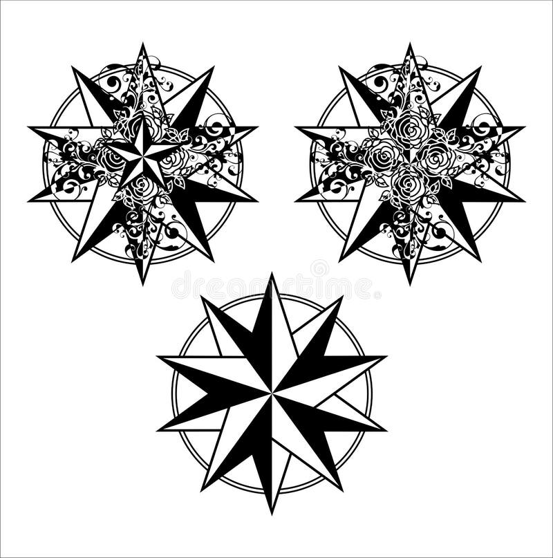 Star and Heart Line Symbol. Tattoo Template Stock Vector - Illustration of  logo, military: 146223002
