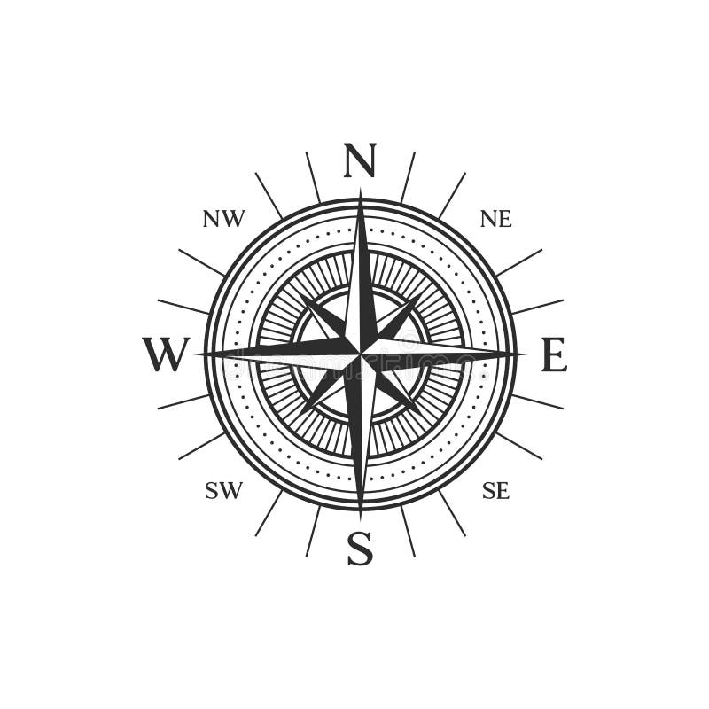 Rose of Wind Isolated Windrose Compass Icon Stock Vector - Illustration ...