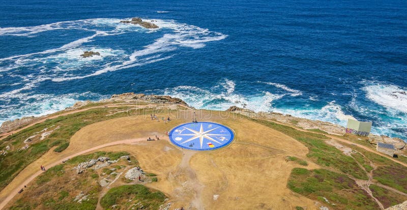 Rose of the winds near the Hercules Tower in A Coruna, Galicia, northern Spain.