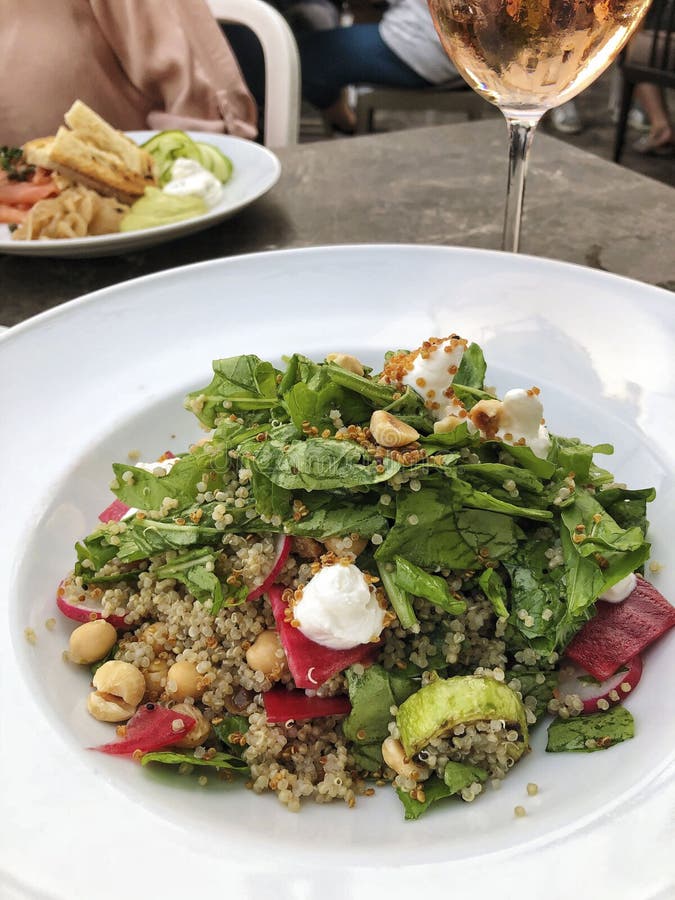 Rose Wine and Appetizer with Salmon Fillet on Table Stock Photo Image