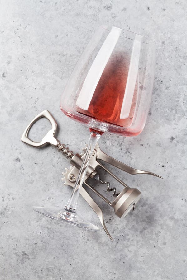 Rose Wine Glass and Corkscrew Stock Image Image of winery, tasting