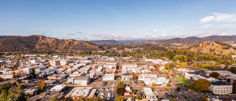 Roseburg Oregon, USA. City in Southern Oregon, Aerial Panorama Stock