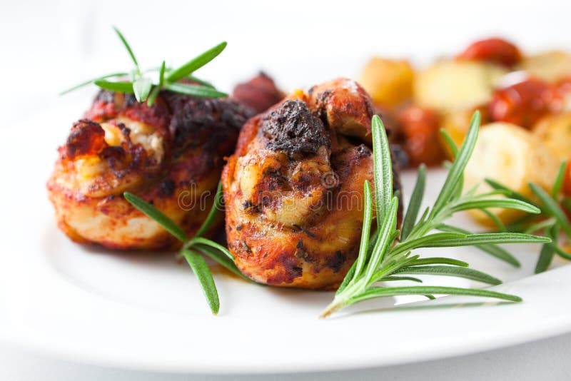 Close up of roast chicken with rosemary. Close up of roast chicken with rosemary