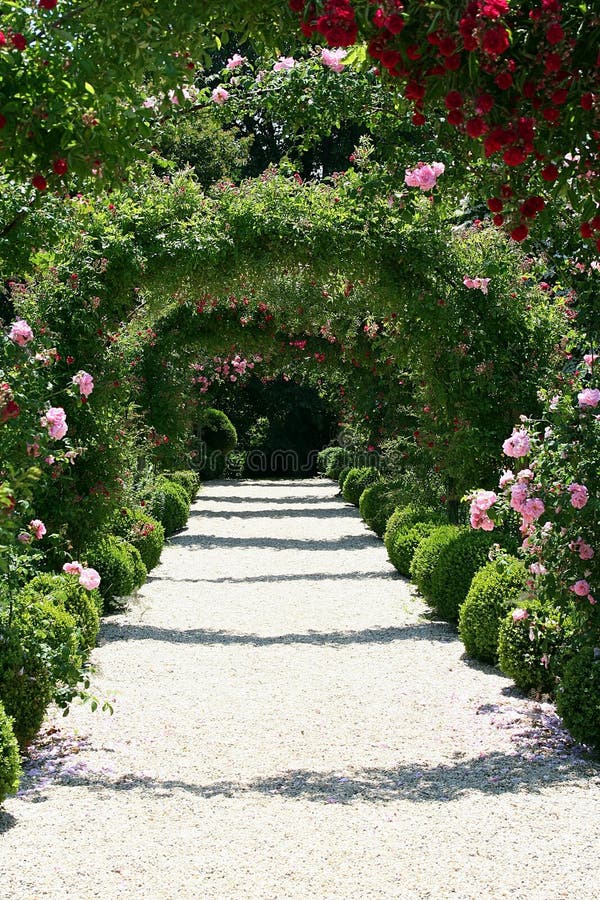 Flower Garden With Antique Wrought Iron Gate Stock Image - Image of ...