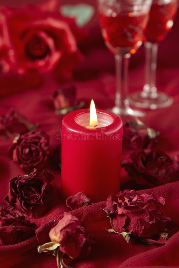 Roses and burning candle stock image. Image of love, greeting 12433071