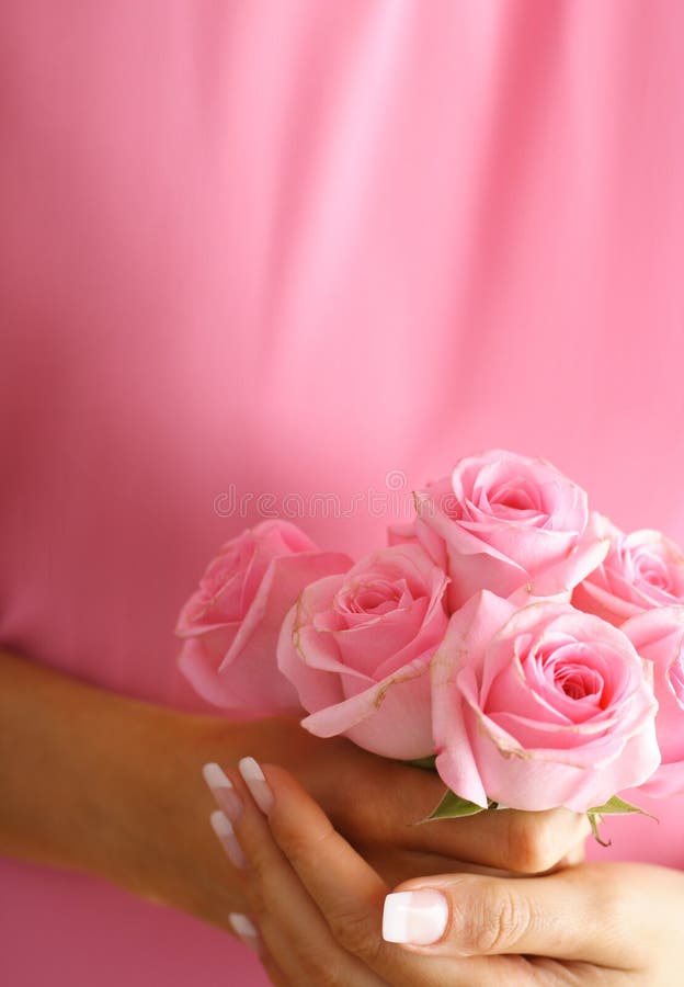Rose in hands stock image. Image of holding, bloom, pink 5883807