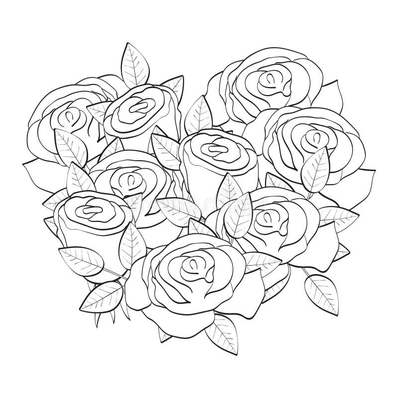 Roses Coloring Pages Stock Illustrations – 150 Roses Coloring Pages ...