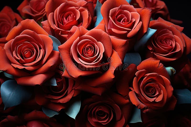 Roses rouges entrelacées dans une symphonie colorée d'amour datant de la Saint-Valentin et image de proposition d'amour illustration de vecteur