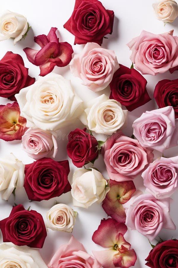 Roses Seamless White Background Top Down View, Award Winning ...