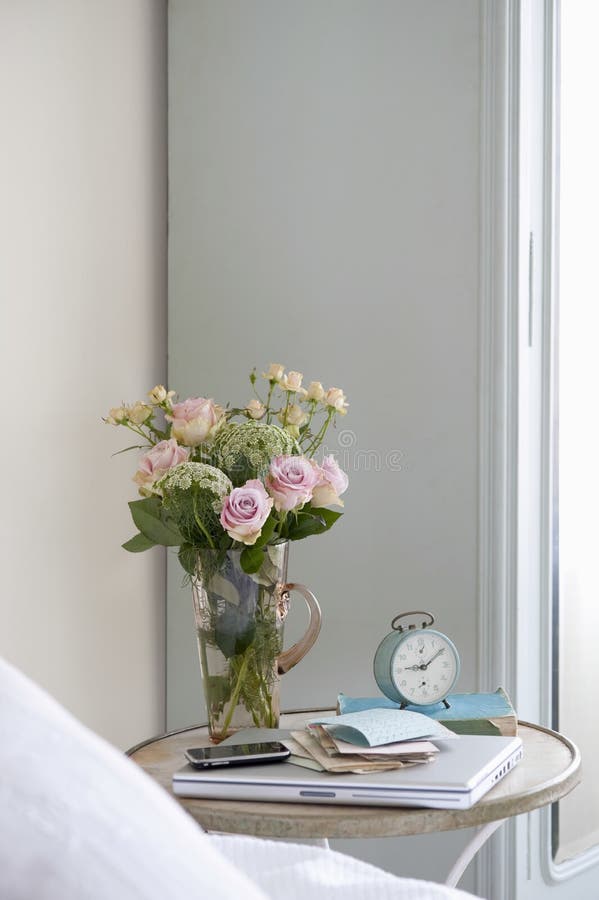 Roses in Vase on Bedside Table Stock Image Image of rose, letter