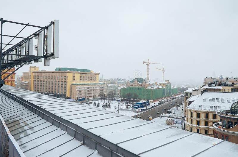 Rosja Panoramiczny widok Moskwa od dachu Środkowy dziecka ` s sklep Luty 11, 2018 obraz royalty free Rosja Panoramiczny widok Moskwa od dachu Środkowy dziecka ` s sklep Luty 11, 2018 obraz royalty free