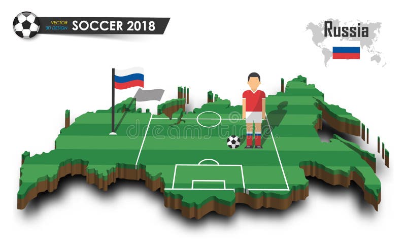 Rosja piłki nożnej krajowa drużyna Gracz futbolu i flaga na 3d projekta kraju mapie Odosobniony tło Wektor dla zawody międzynarod ilustracji Rosja piłki nożnej krajowa drużyna Gracz futbolu i flaga na 3d projekta kraju mapie Odosobniony tło Wektor dla zawody międzynarod ilustracji