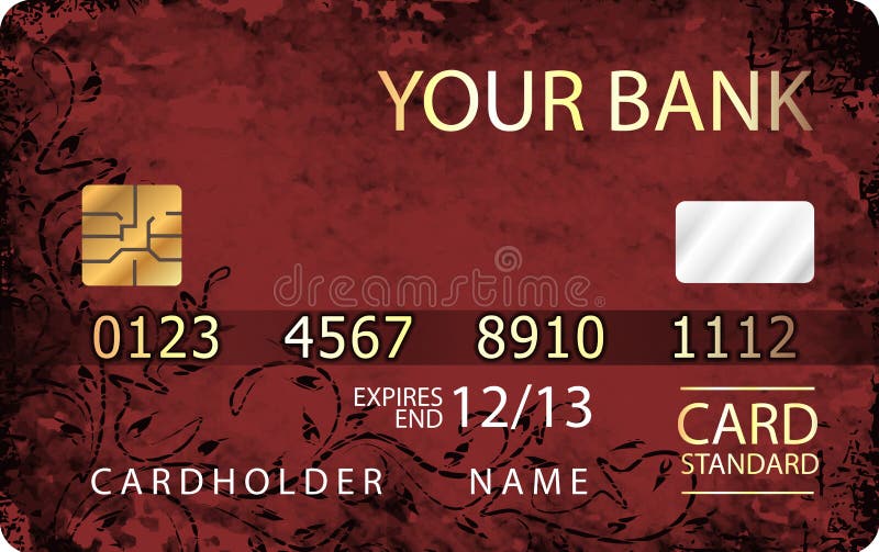 Rosso e carta di credito dell'oro con fondo floreale astratto illustrazione vettoriale Rosso e carta di credito dell'oro con fondo floreale astratto illustrazione vettoriale