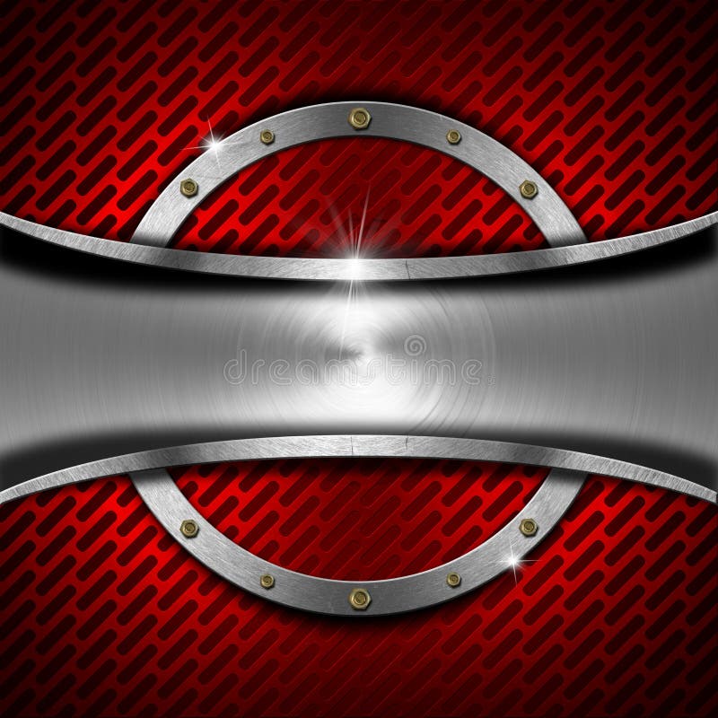 Rosso e fondo del metallo con la struttura del metallo illustrazione di stock Rosso e fondo del metallo con la struttura del metallo illustrazione di stock