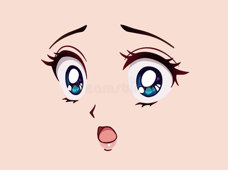 Rosto De Anime Triste. Estilo Manga Olhos Fechados Nariz Pequeno E Boca  Kawaii. Ilustração do Vetor - Ilustração de senhora, tristeza: 176474478