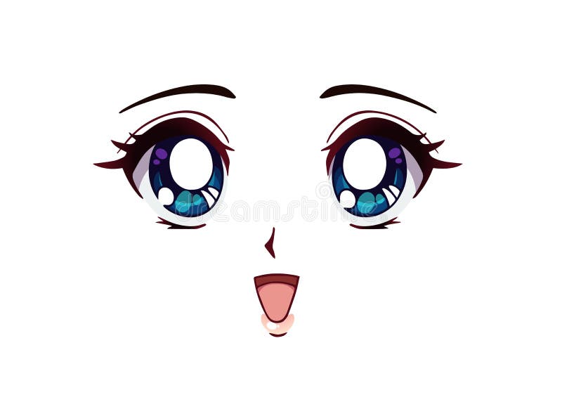 Rosto De Anime Zangado. Estilo Manga Grandes Olhos Azuis Ilustração do  Vetor - Ilustração de olhos, fofofo: 178755793