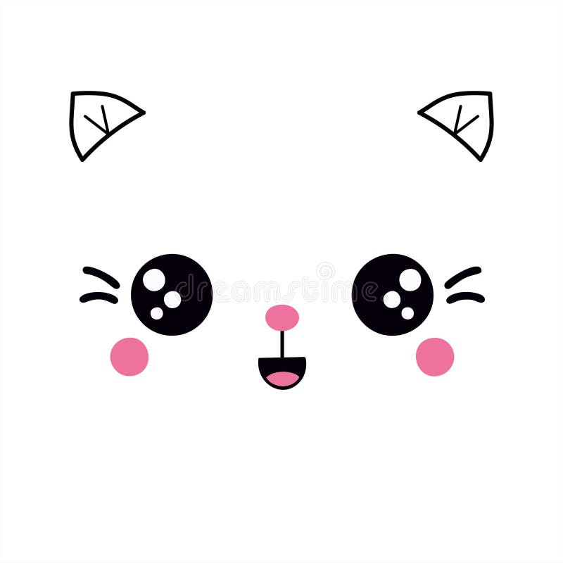 Vetores de Gato Branco Bonito E Texto Uau Kawaii Emoções Positivas  Impressão Infantil Para Roupas Ilustração Ilustração De Vetor De Cartão  Ícone Da Cabeça Emoji De Anime Japonês e mais imagens de