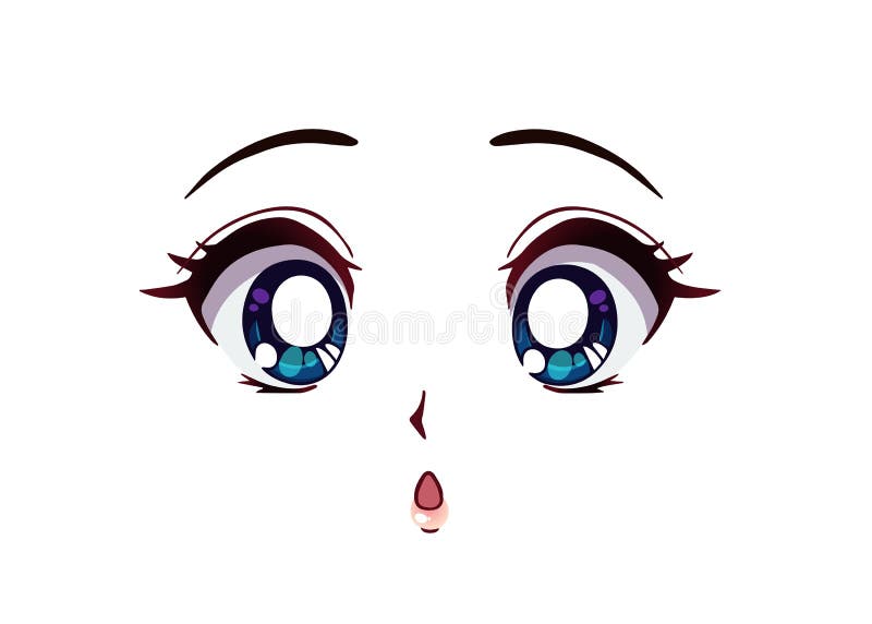 Rosto De Anime Surpreso. Estilo Manga Grandes Olhos Azuis. Ilustração do  Vetor - Ilustração de japonês, consideravelmente: 178755498