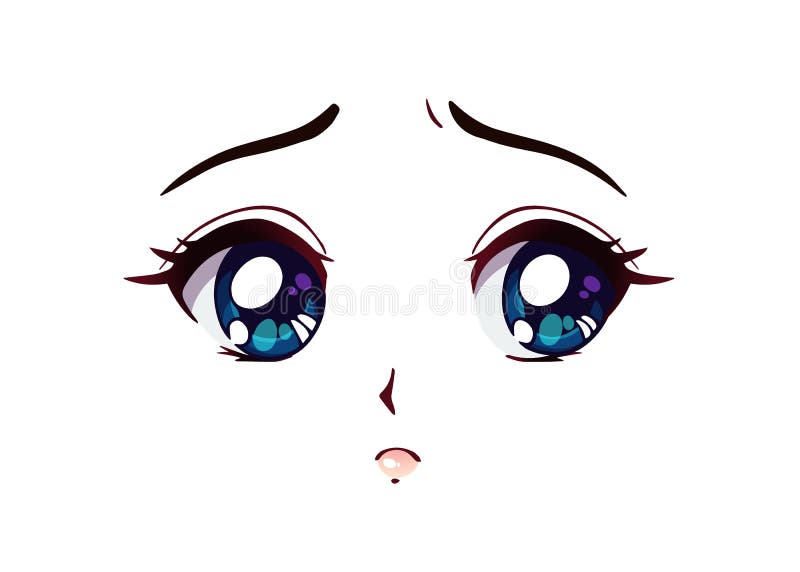 Rosto De Anime Zangado. Estilo Manga Grandes Olhos Azuis Ilustração do  Vetor - Ilustração de olhos, fofofo: 178755793