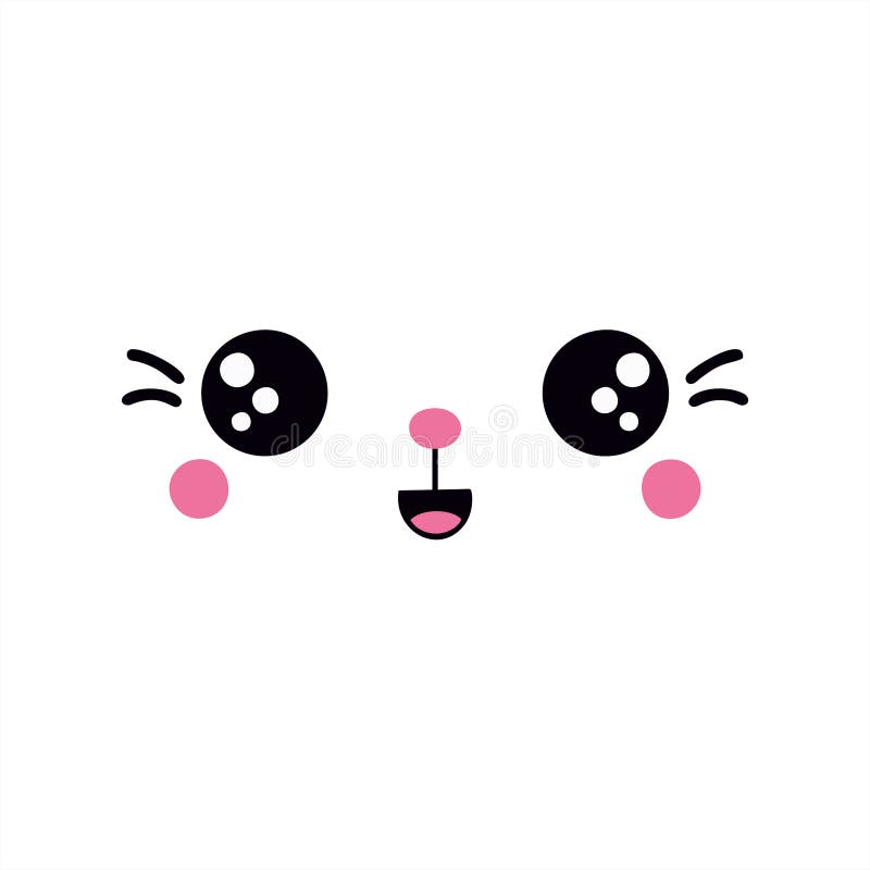 Rosto Feliz E Bonito De Kawaii. Emoções Positivas. Ilustração Do