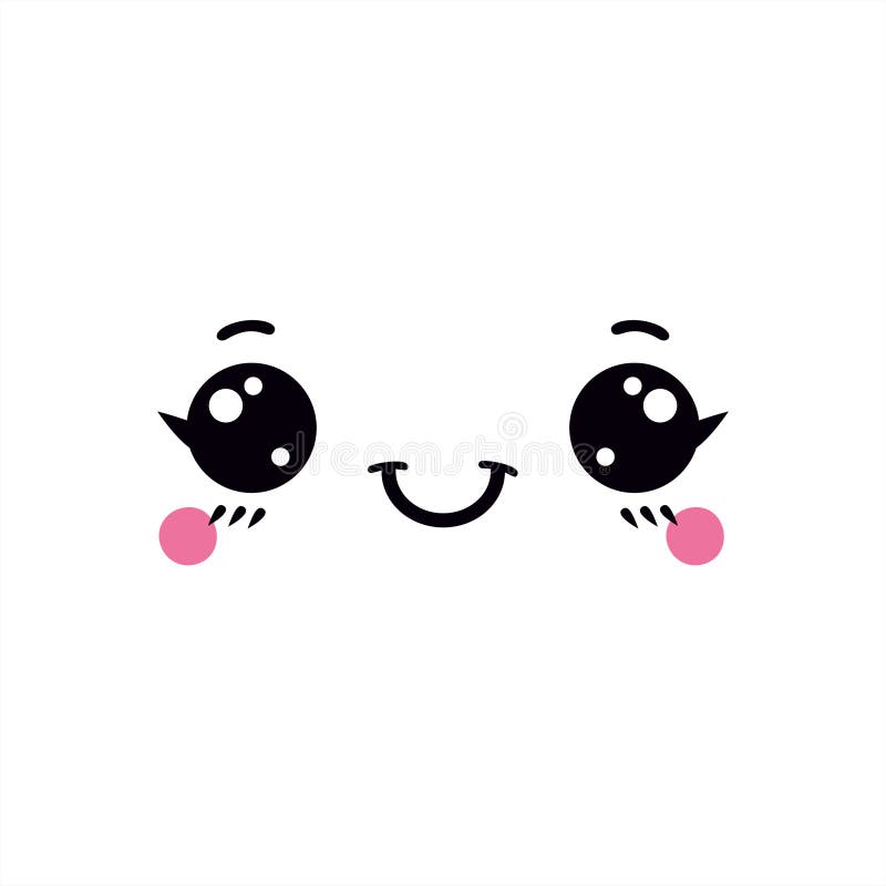 Rosto Feliz E Bonito De Kawaii. Emoções Positivas. Ilustração Do