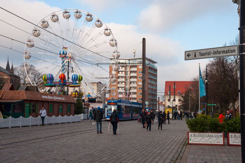 Rostock Christmas Market at Neuer Markt square on a sunny day royalty free stock photo Rostock Christmas Market at Neuer Markt square on a sunny day royalty free stock photo